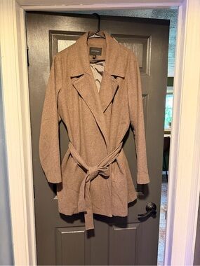 Banana Republic Taupe Belted Wool Blend Pea Coat